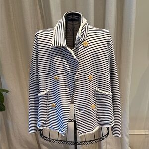 Frank & Eileen Black and White Striped Pea Coat